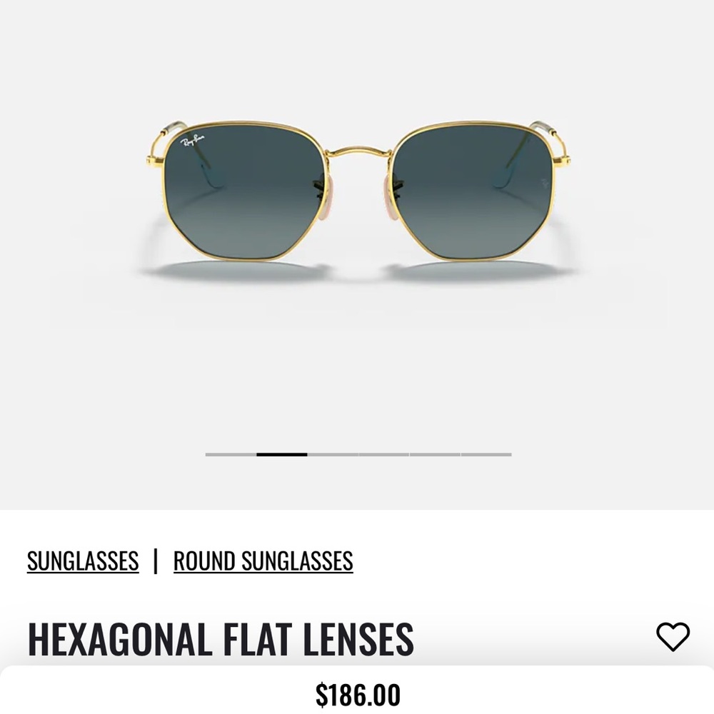 Rayban hexagonal gold frame, gradient blue lenses